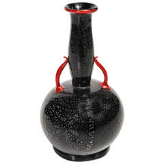 Zecchin Martinuzzi Black and Red Vase
