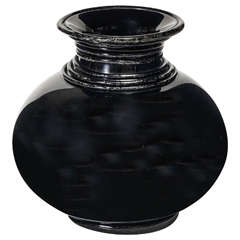 F.lli Toso Black and Silver Vase