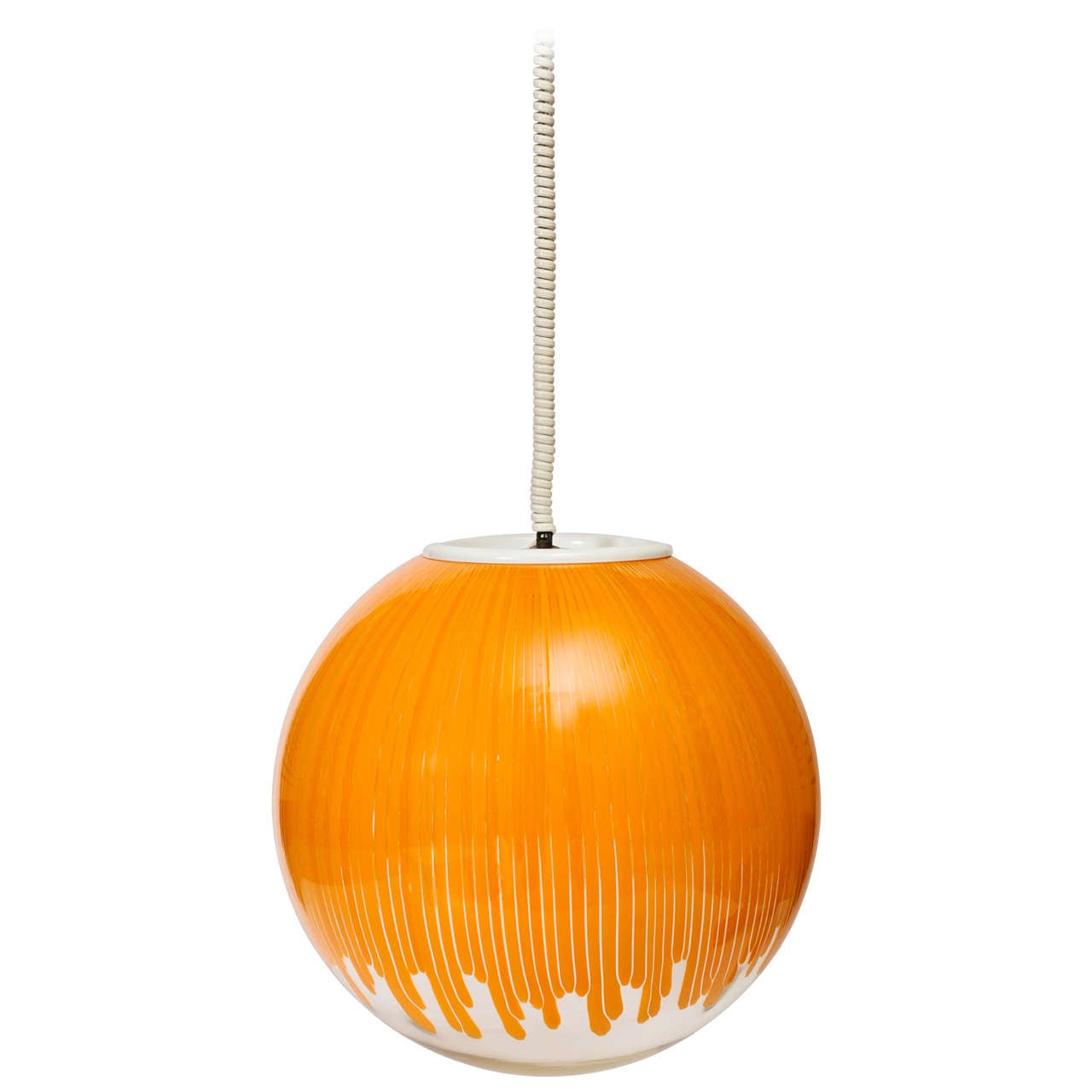 1960s Venini "Anemone" Orange Murano Glass Pendant Light For Sale