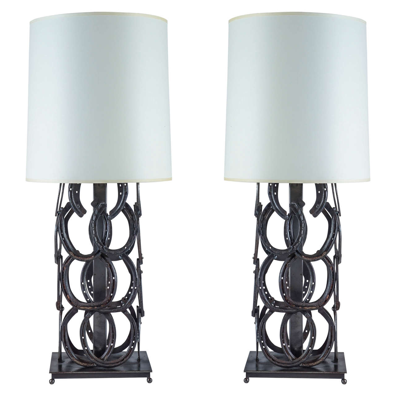 Pair of Stacked Horseshoe Table Lamps