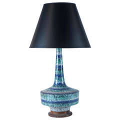 Vintage Monumental Italian Pottery Table Lamp in the Style or Raymor or Bitossi