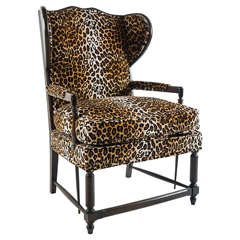 Leopard Print Wingback Chair