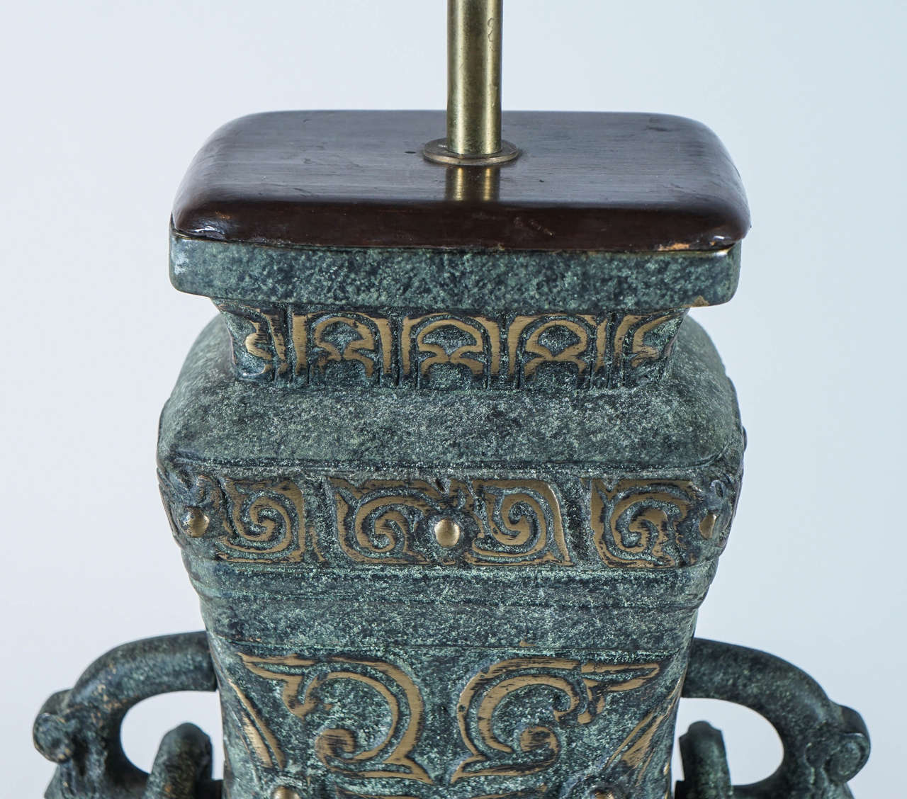 Cast Temple Jar Bronze Table Lamp in the Style of James Mont