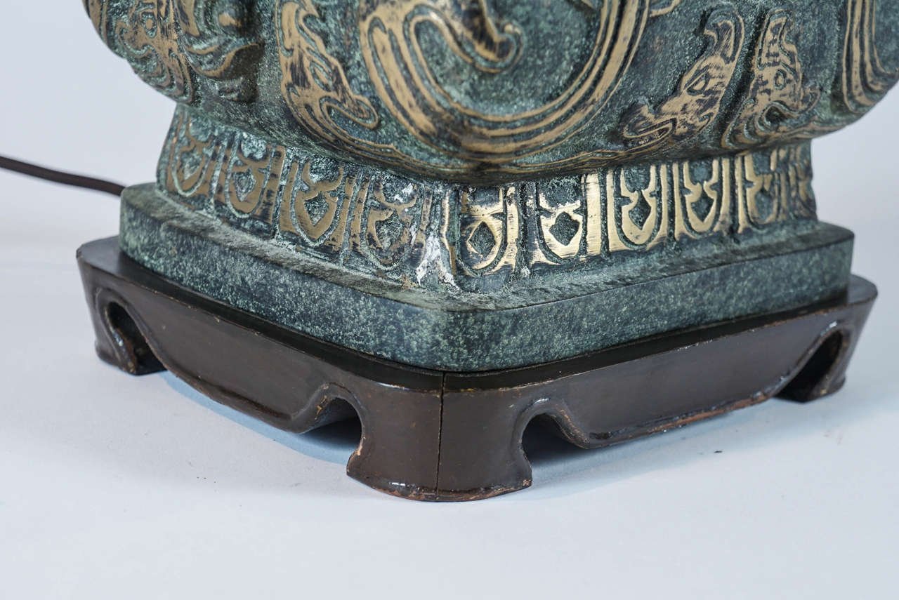 Temple Jar Bronze Table Lamp in the Style of James Mont 2