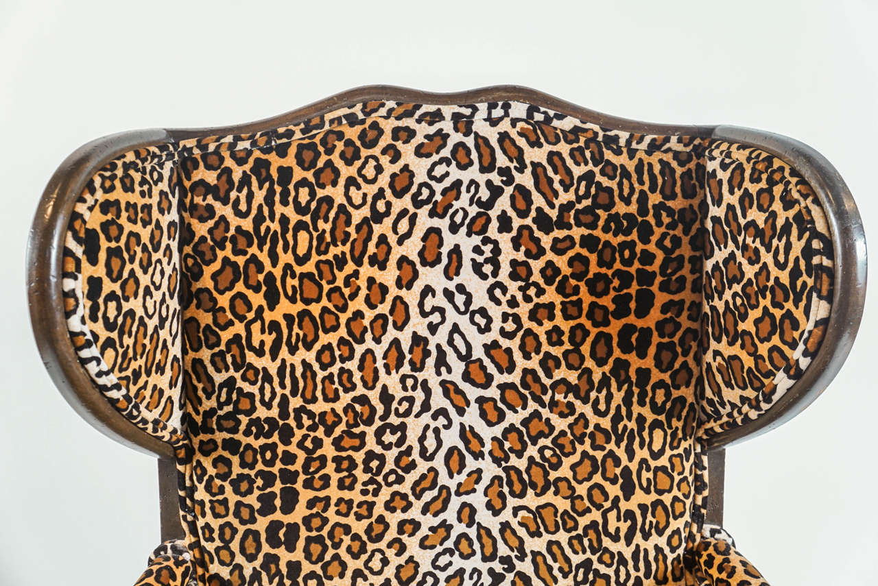 Leopard Print Wingback Chair at 1stdibs