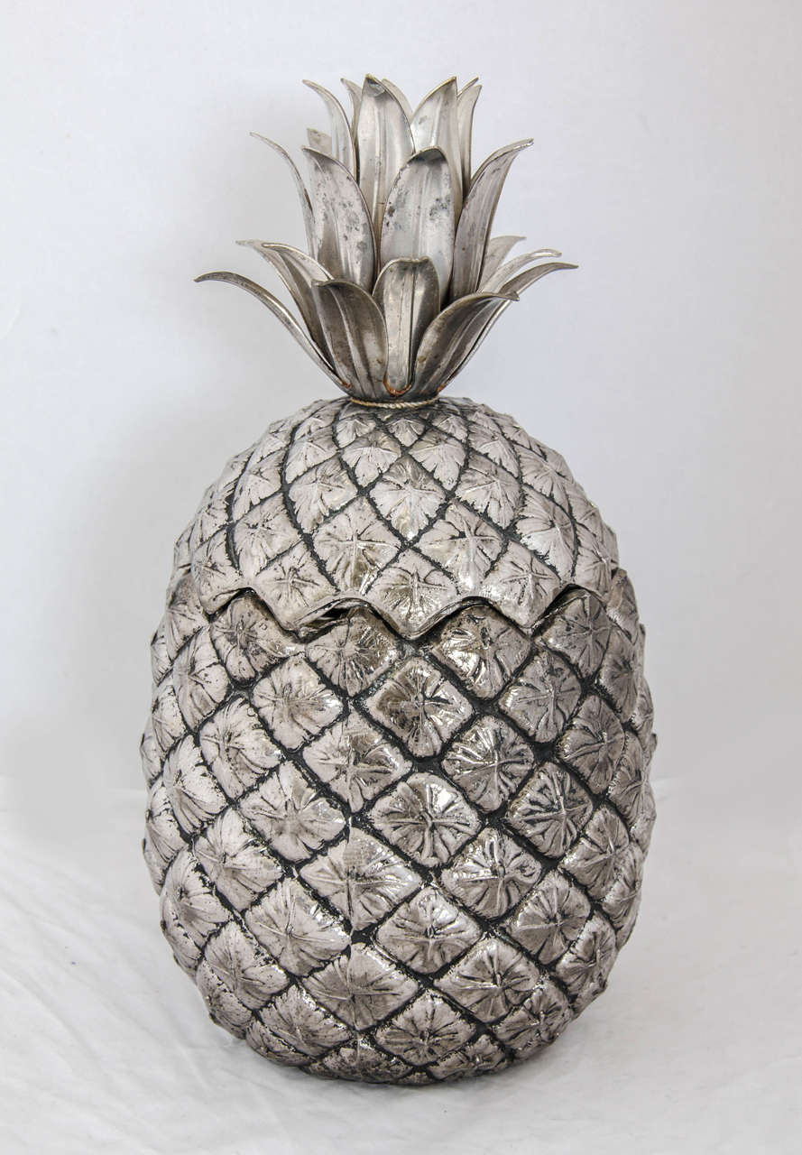 1960s Italian Ice Bucket in the form of a pineapple, designed by Mauro Manetti, stamped on underside (see detailed image), with original tag