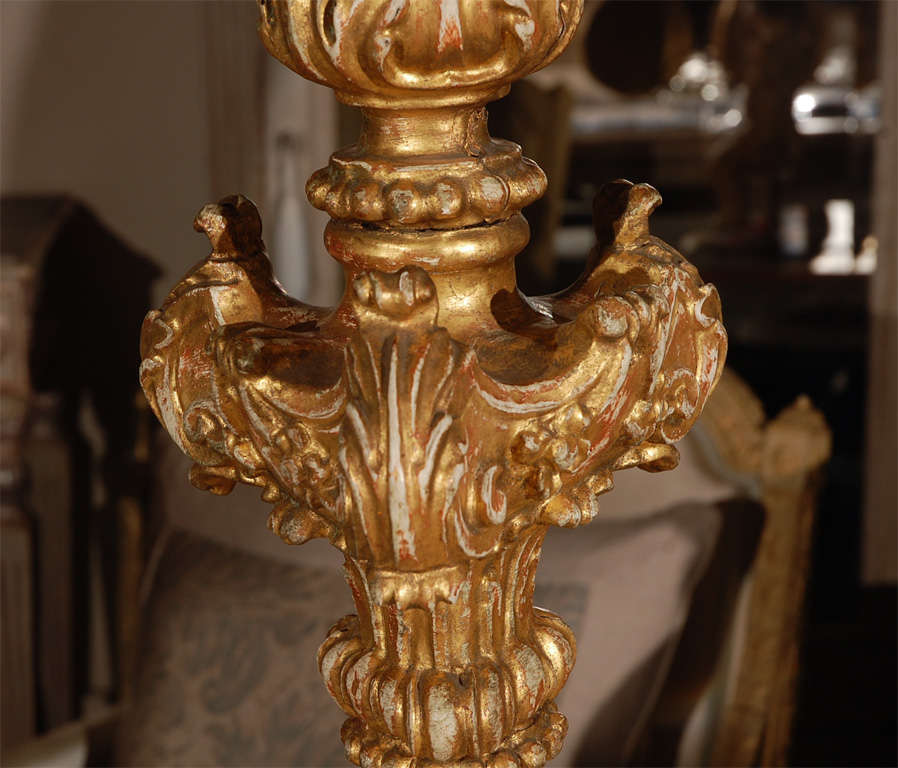 18th Century Gilt Wood Candlestick  For Sale 1