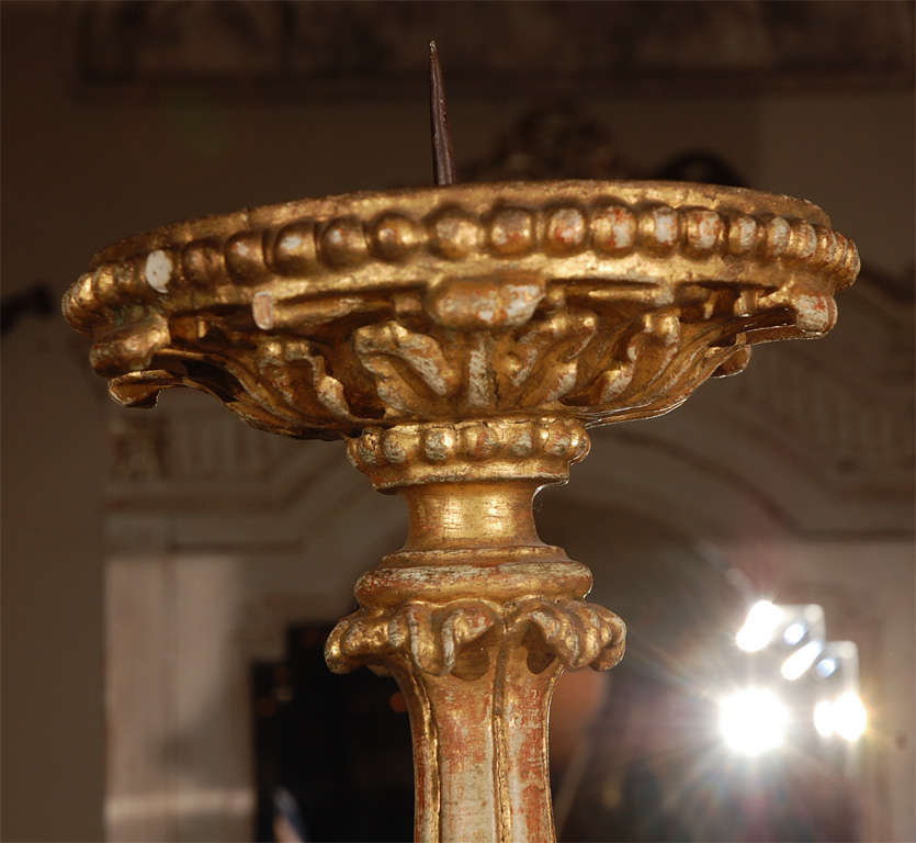 18th Century Gilt Wood Candlestick  For Sale 2