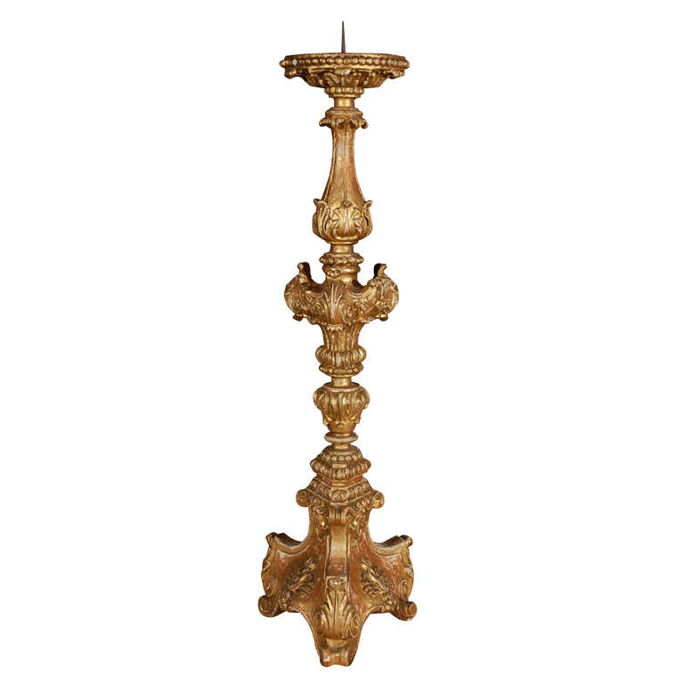 18th Century Gilt Wood Candlestick  For Sale