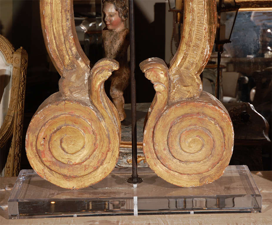 Gilded Lyra Fragments Gilt Wood