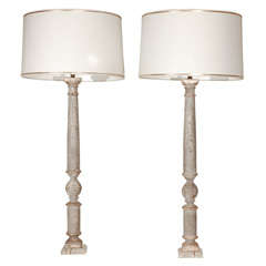 Pair of Painted Columns on Acrylic Lamps