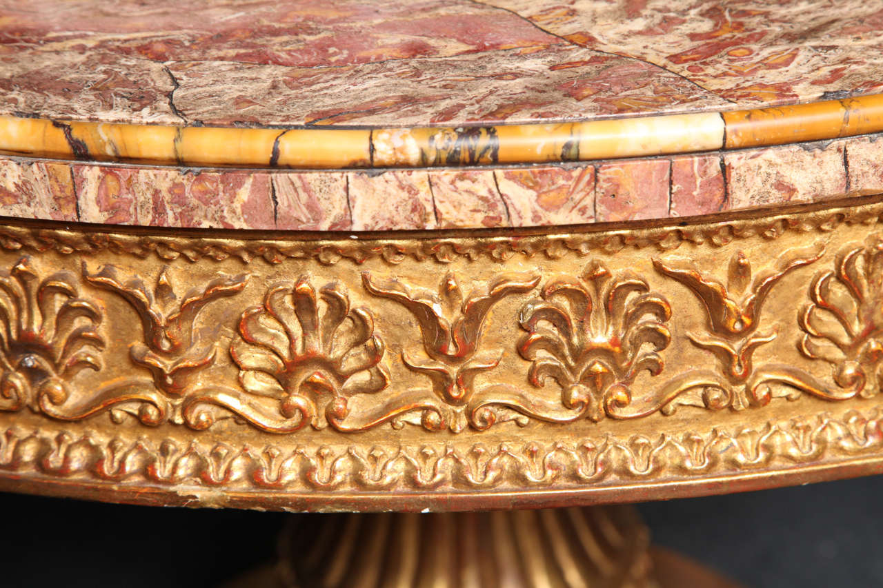 19th Century Italian Neoclassical Giltwood and Marble-Top Centre Table
