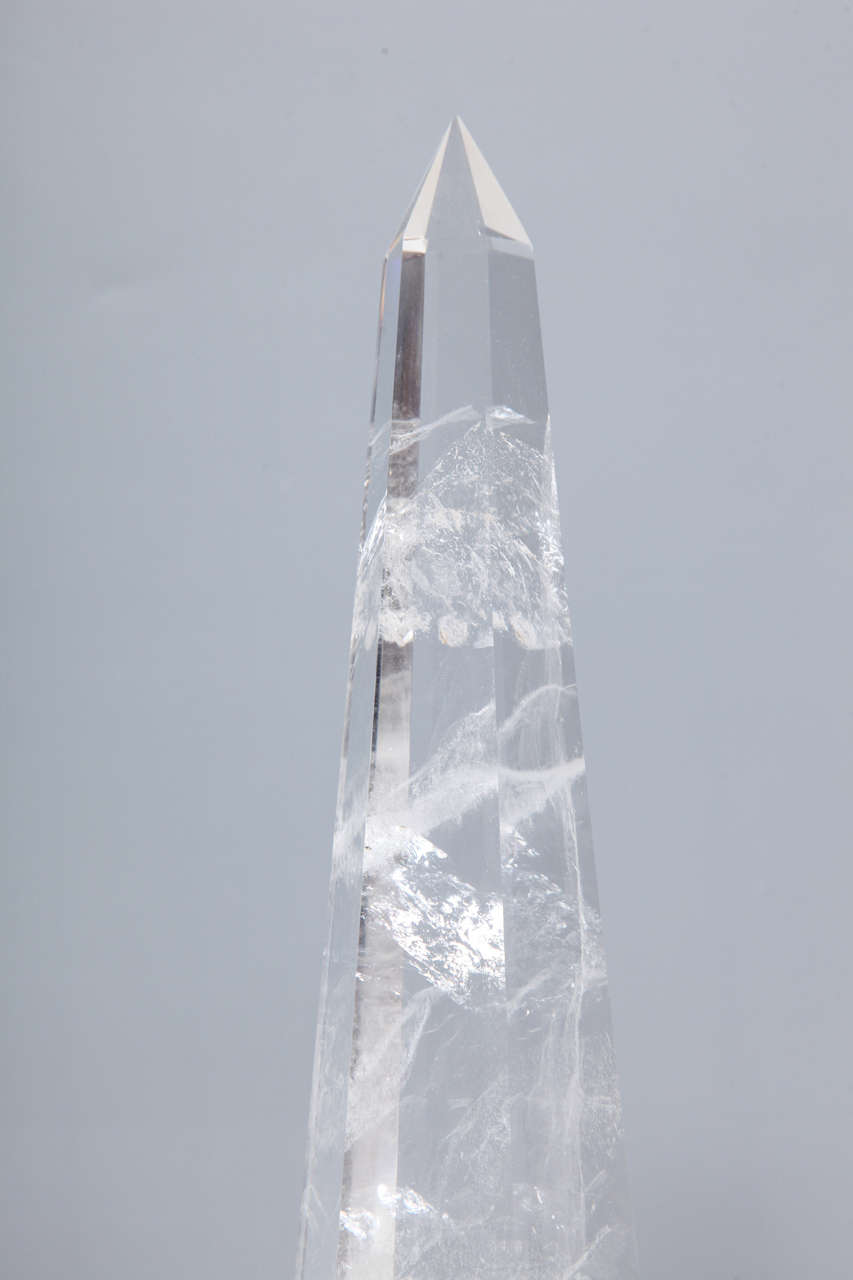 Fine Pair of Cut Rock Crystal Obelisks In Excellent Condition For Sale In New York, NY