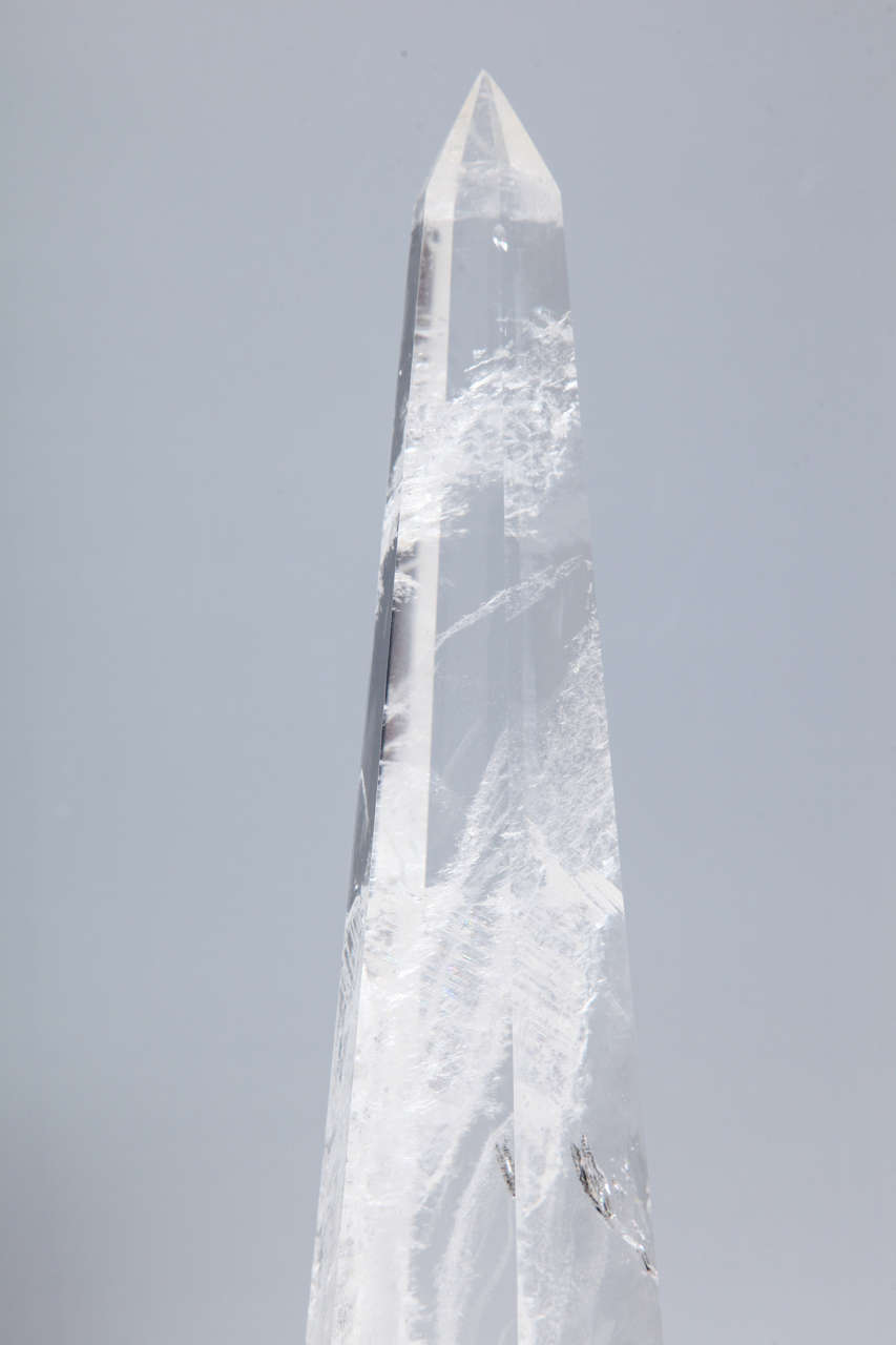 20th Century Fine Pair of Cut Rock Crystal Obelisks For Sale