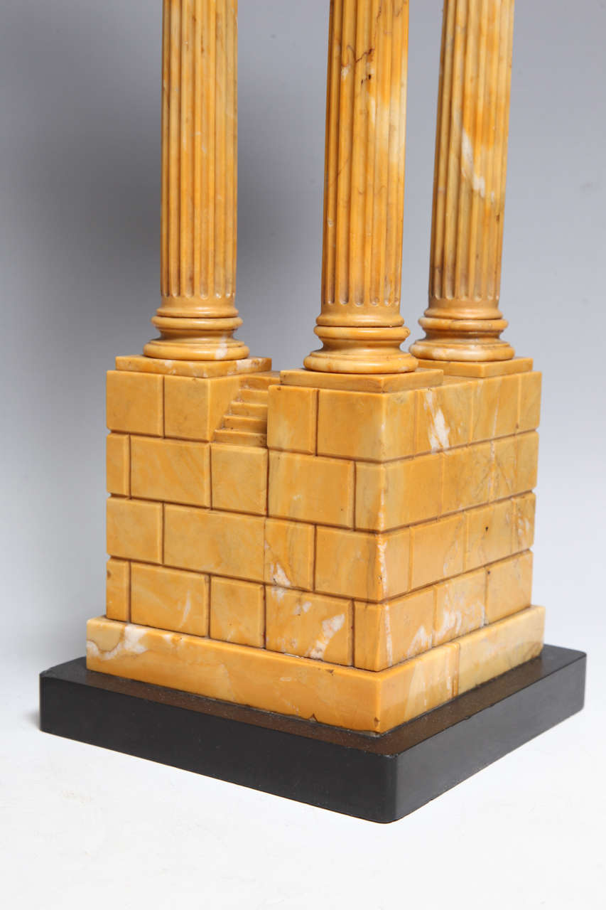 Pair of Antique Italian Grand Tour Models of Ruins in Sienna Marble In Good Condition For Sale In New York, NY