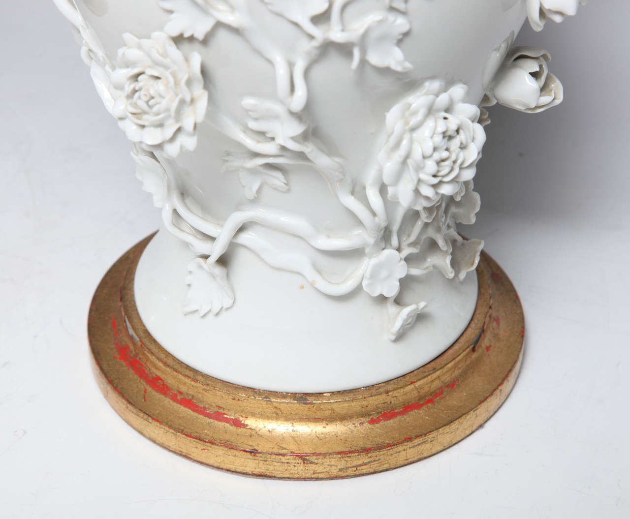 Pair of Antique French Louis XVI Style Floral Paris Porcelain Lamps 1