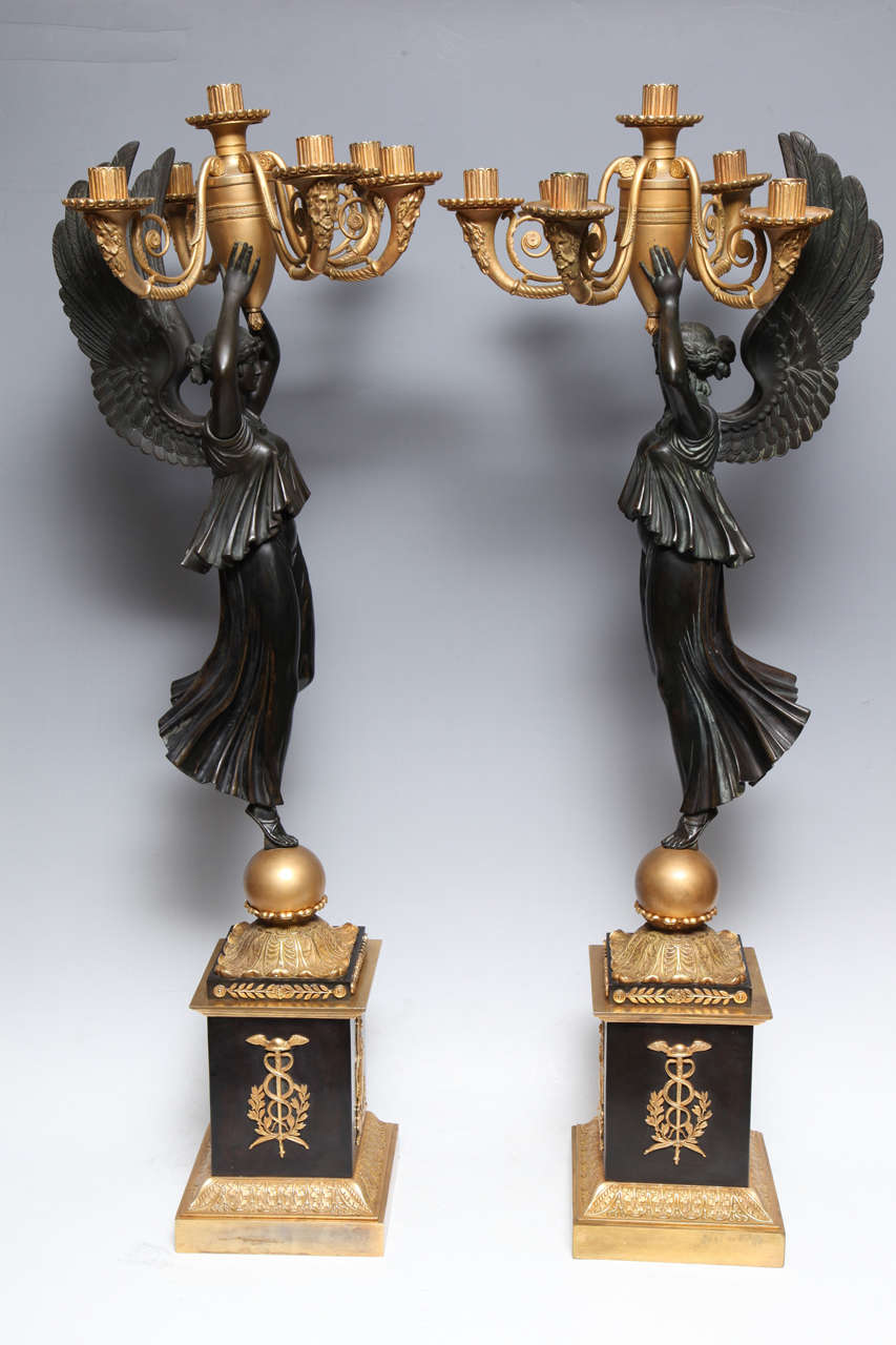 Pair Magnificent Antique Period Russian Empire Figural Candelabras, ca.1820 2