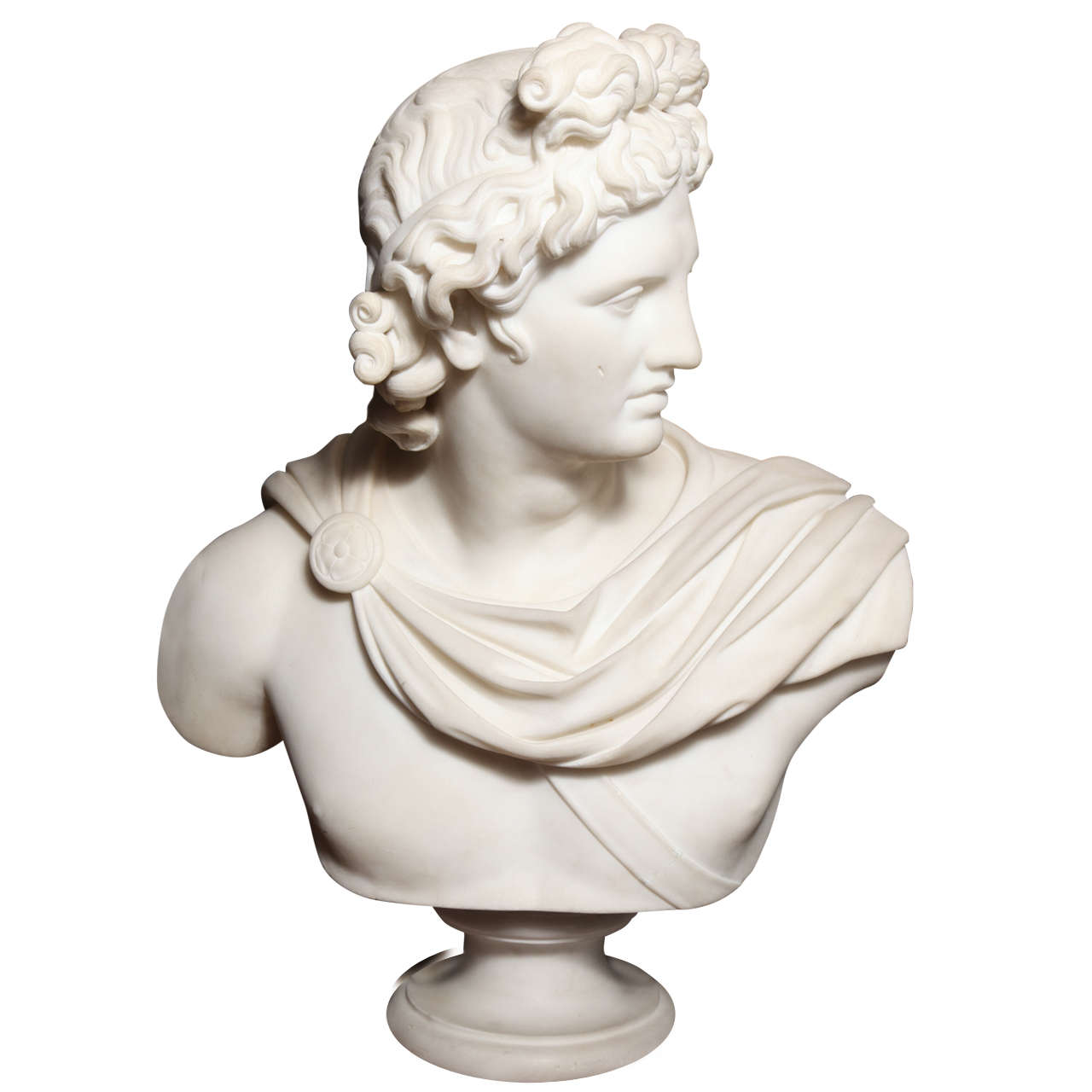 A Large Antique Italian Carrara Marble Bust of Apollo. For Sale at 1stdibs