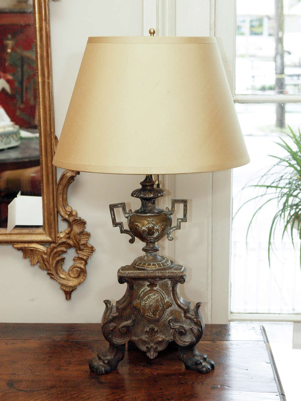 Pair of Bronze Chenets Converted to Lamps
