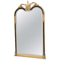 Black & Gilt Wood Regency Style Beveled Mirror