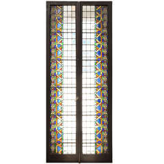 Pair of Leaded Stained Glass Doors Pair of Leaded Stained Glass Doors