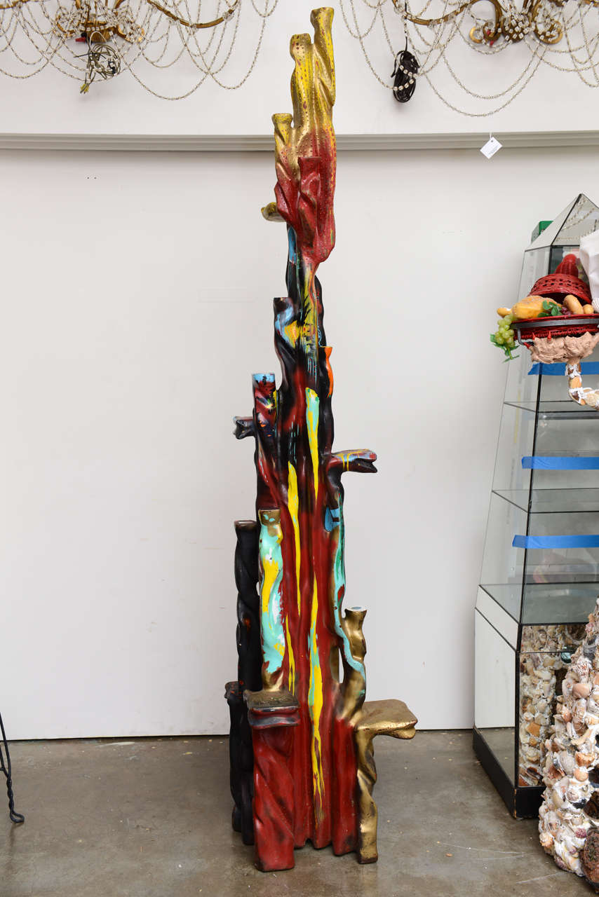 Unusual carved and painted wooden sculpture/stand.