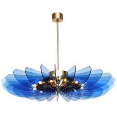 Crystal and Brass Hanging Fixture by Fontana Arte