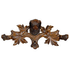 Carved Black Forest Rack with Dog Head