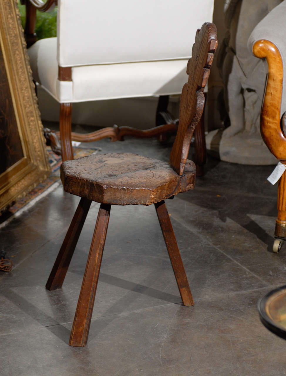 Wood Italian Rustic Chair/Stool