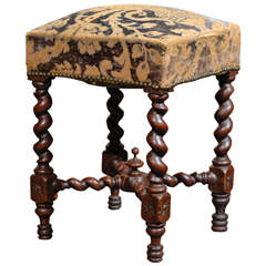 French Twist Leg Stool with Tapestry