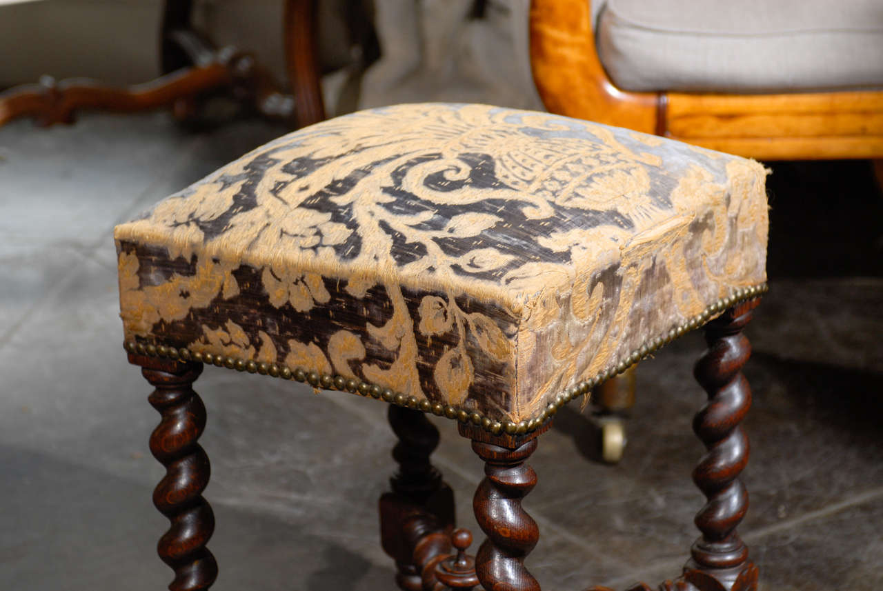 French Twist Leg Stool with Tapestry In Good Condition In Atlanta, GA