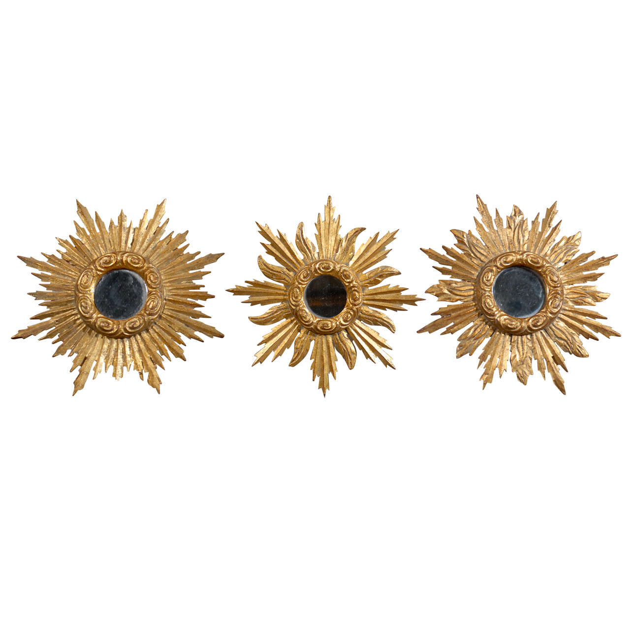 Three Small French Sunburst Mirrors at 1stDibs small sunburst mirrors