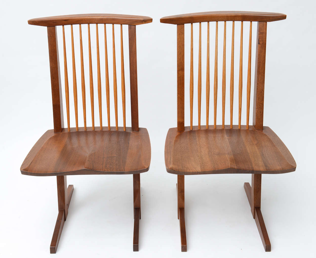 George Nakashima conoid dining chairs
A set of 4,original finish marked with the clients name.