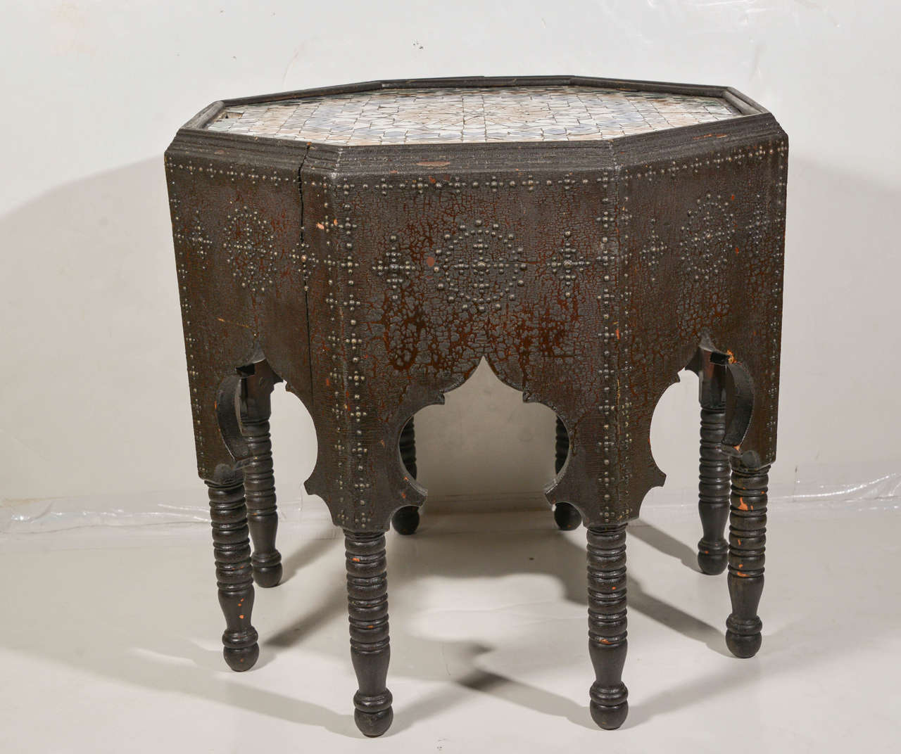 Antique Continental Moorish Style Octagonal-shaped End Table with mosaic tile top, c. 1890
22