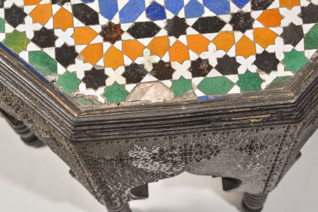 Ceramic Moorish Style Octagonal-shaped End Table For Sale