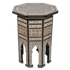 Syrian Inlaid Mother of Pearl Octagonal Occasional Table