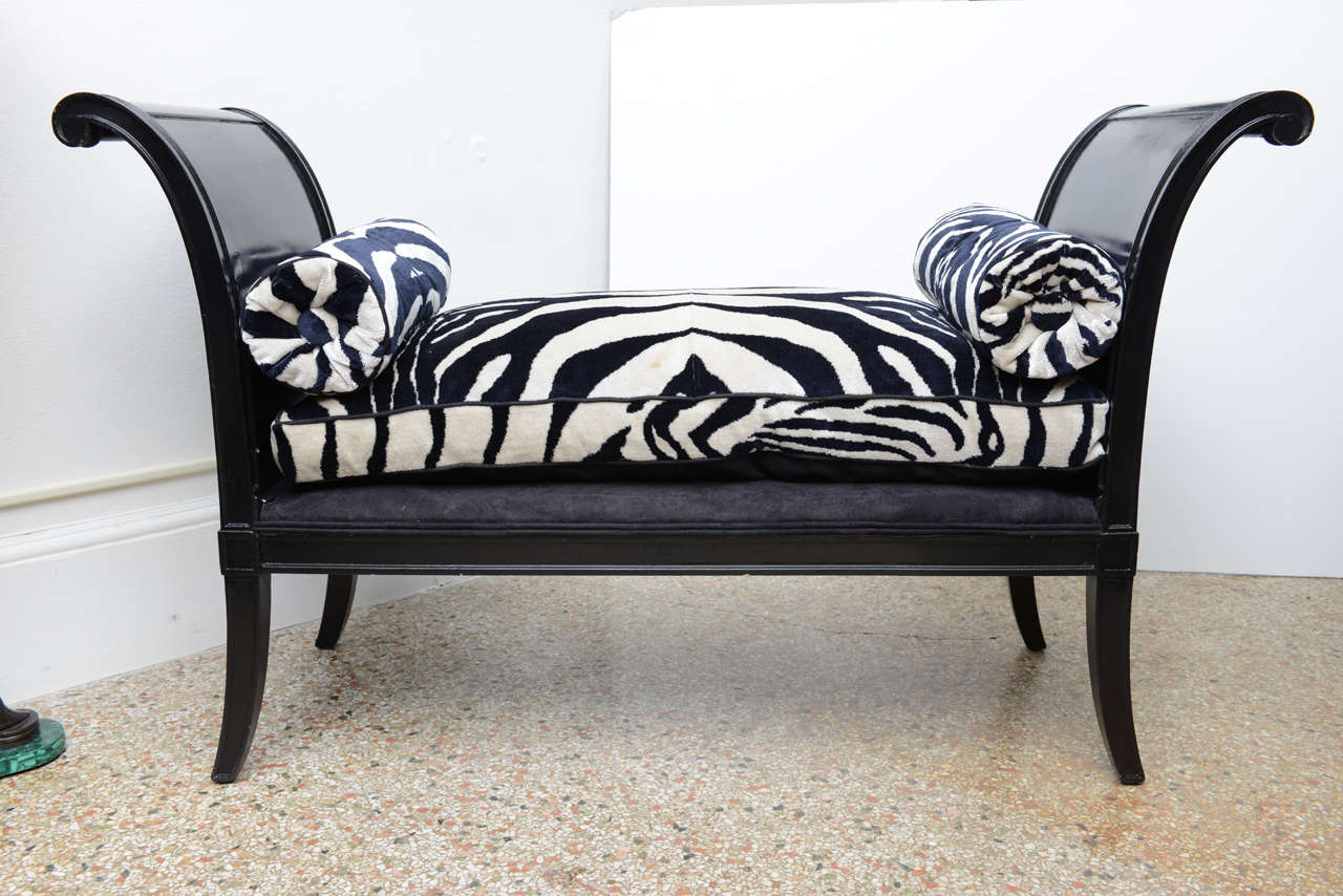 19th Century French Bench with Scalamandre Suede Zebra, 19th Century In Good Condition For Sale In West Palm Beach, FL