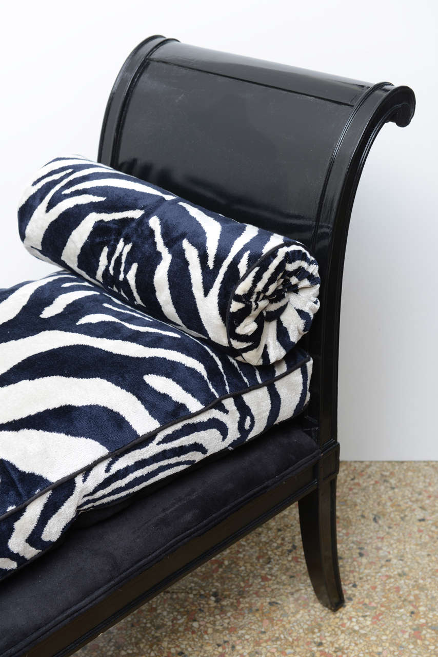 19th Century French Bench with Scalamandre Suede Zebra, 19th Century For Sale 1