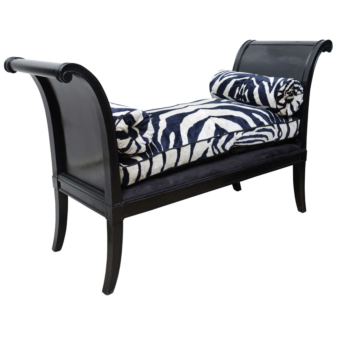 19th Century French Bench with Scalamandre Suede Zebra, 19th Century For Sale