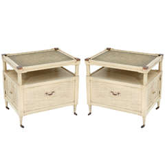Pair of Regency Nightstands with Brass Greek Style Details