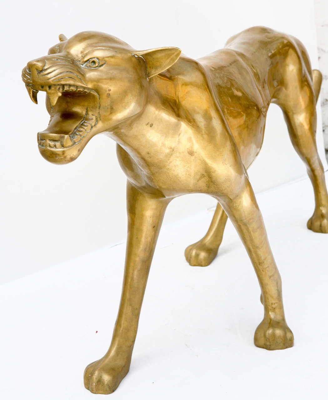 Vintage Brass Panther Floor Sculpture at 1stDibs