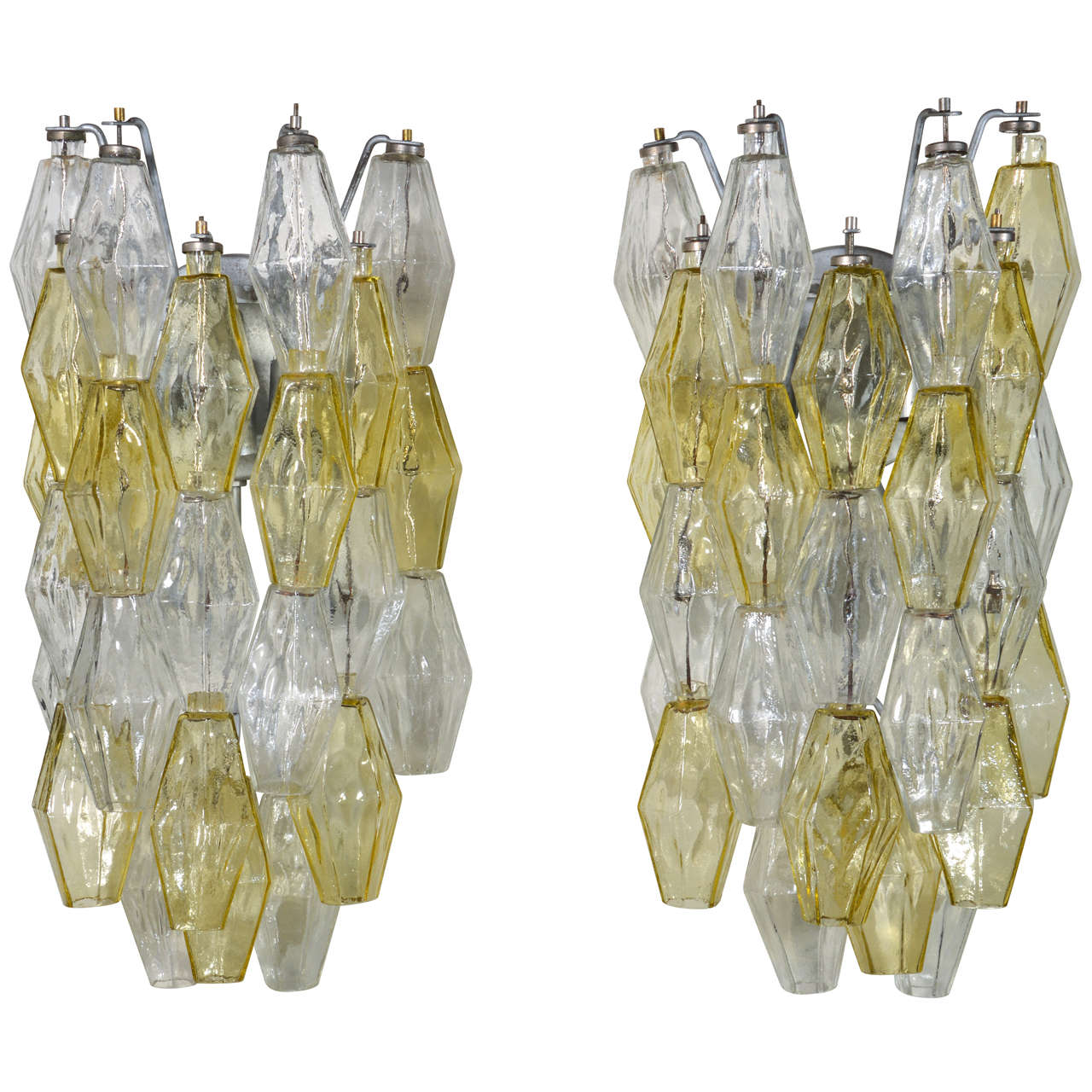 Pair Of Murano Polyhedron Glass Sconces By Venini