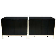 Pair of Ebonized Chest with Rare Base Style by Paul McCobb