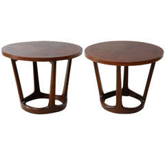 Pair of Round Walnut Chow Tables