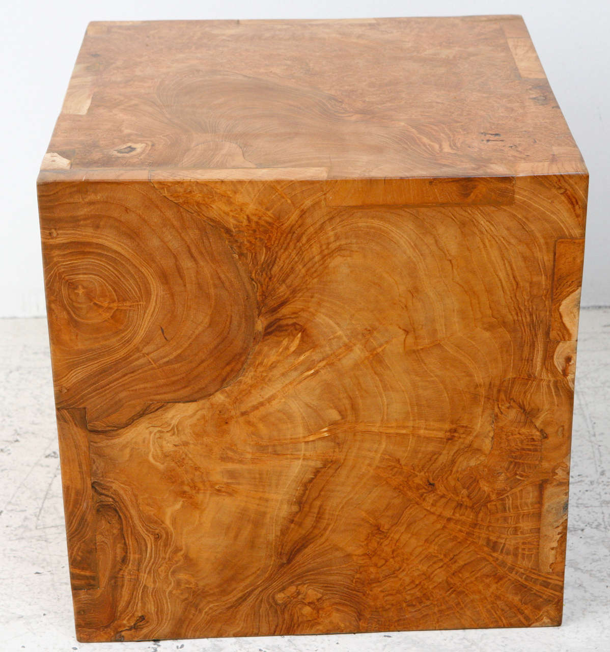 Vintage Solid Burl Wood Cube In Excellent Condition In Los Angeles, CA