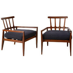 Pair of Sculptural Walnut Arm Chairs