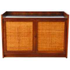 Danish Teak Bar with Caned Doors