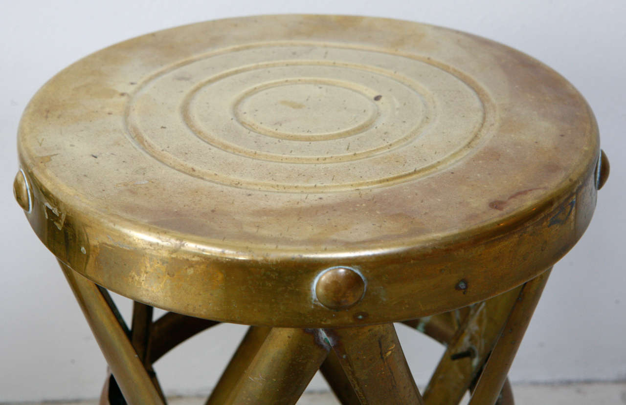 Vintage Brass Drum Stool at 1stDibs vintage brass stool, antique brass stool, vintage drum