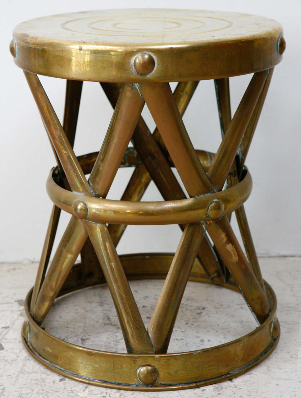 Vintage Brass Drum Stool at 1stDibs vintage brass stool, antique