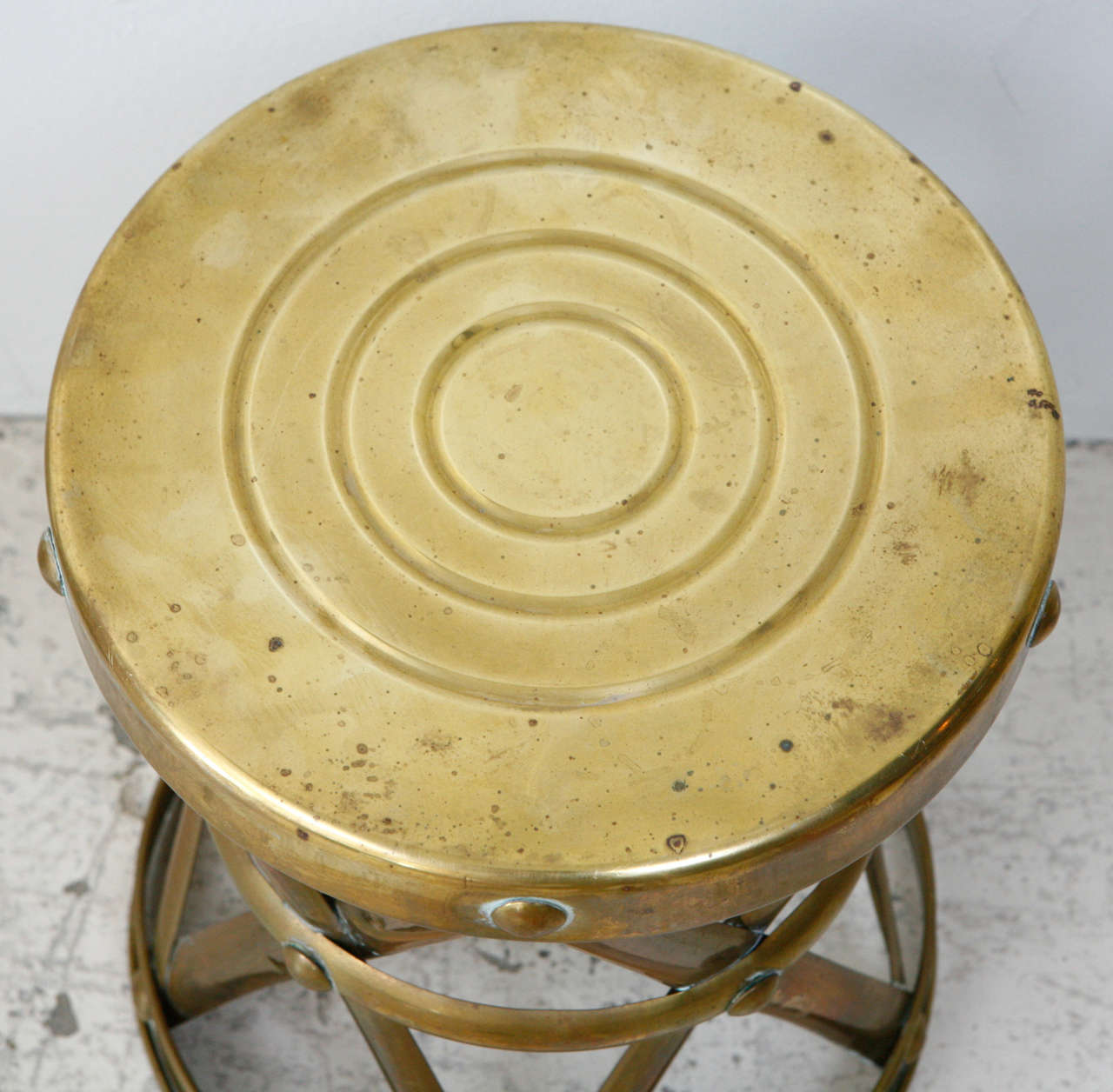 Vintage Brass Drum Stool at 1stDibs